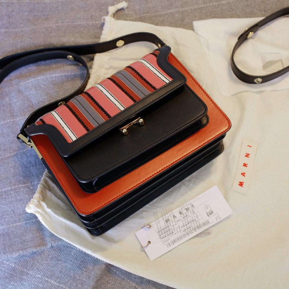 MARNI Red n Black Leather Trunk Shoulder Bag